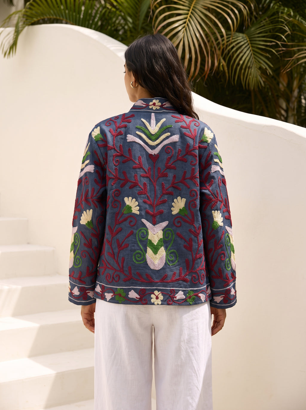 Midnight Vine Embroidered Denim Jacket