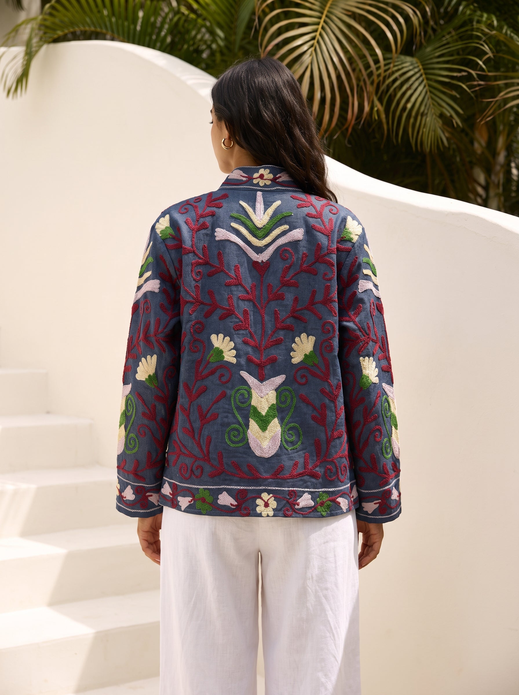 Midnight Vine Embroidered Denim Jacket