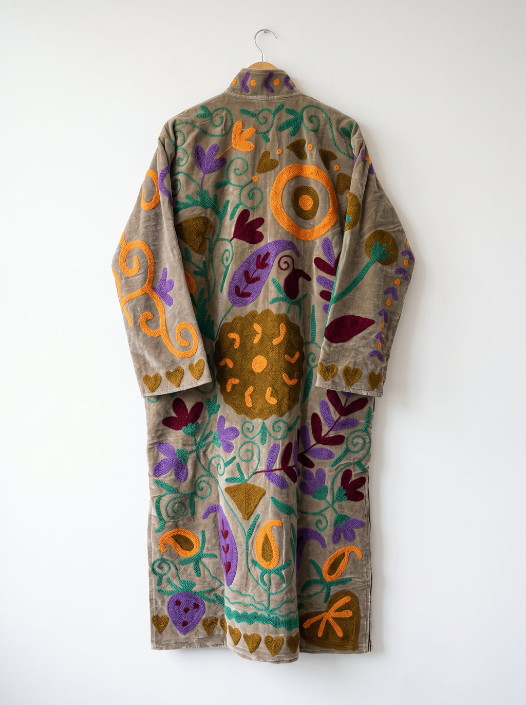 Vintage Meadow Suzani Velvet Long Jacket