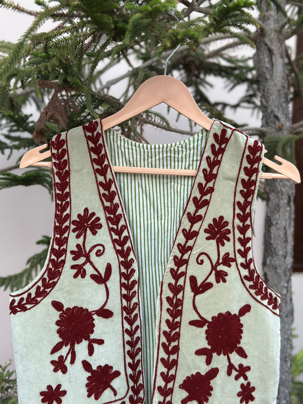 Mint Green Heritage Velvet Vest