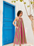 Tropical Stripe Cotton Maxi Dress