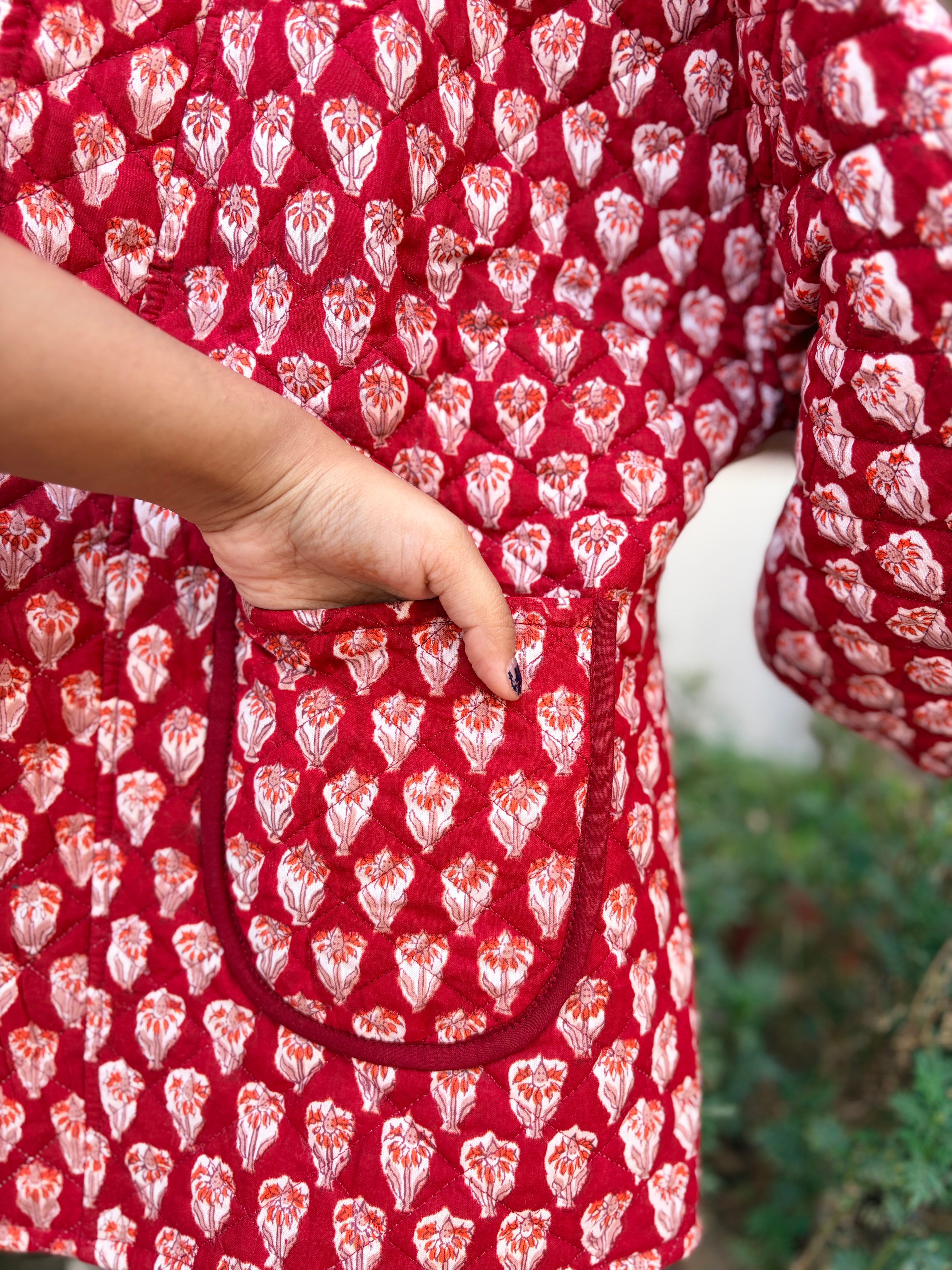 Ruby Blossom Quilted Reversible Jacket