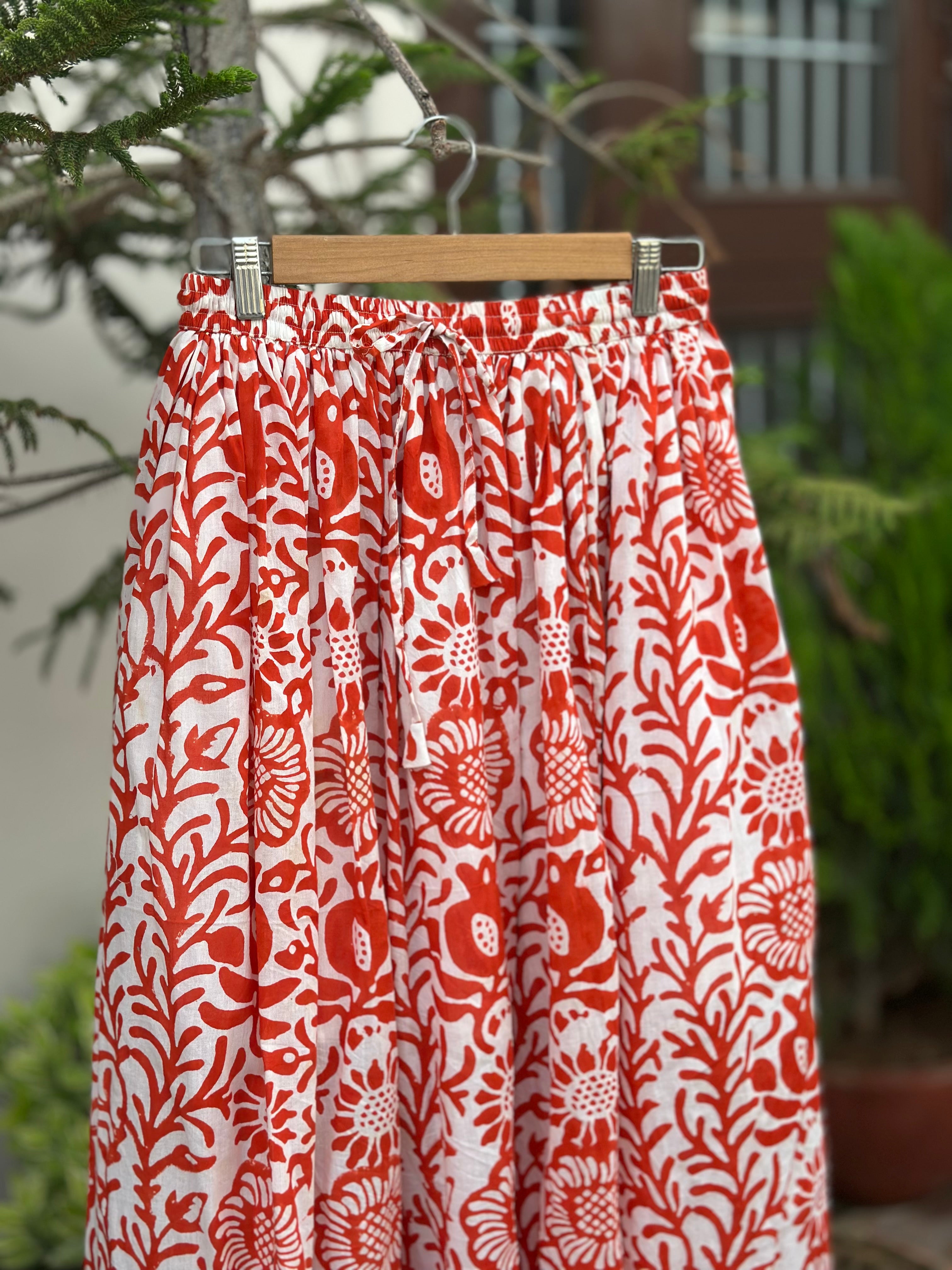 Scarlet Garden Cotton Maxi Skirt