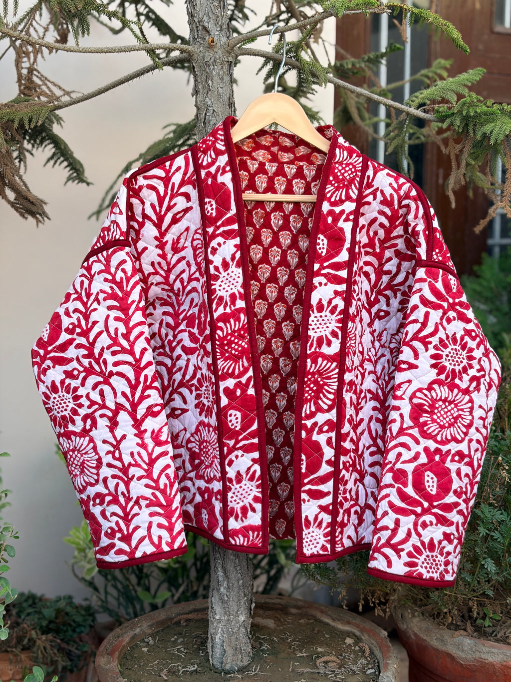 Ruby Blossom Quilted Reversible Jacket
