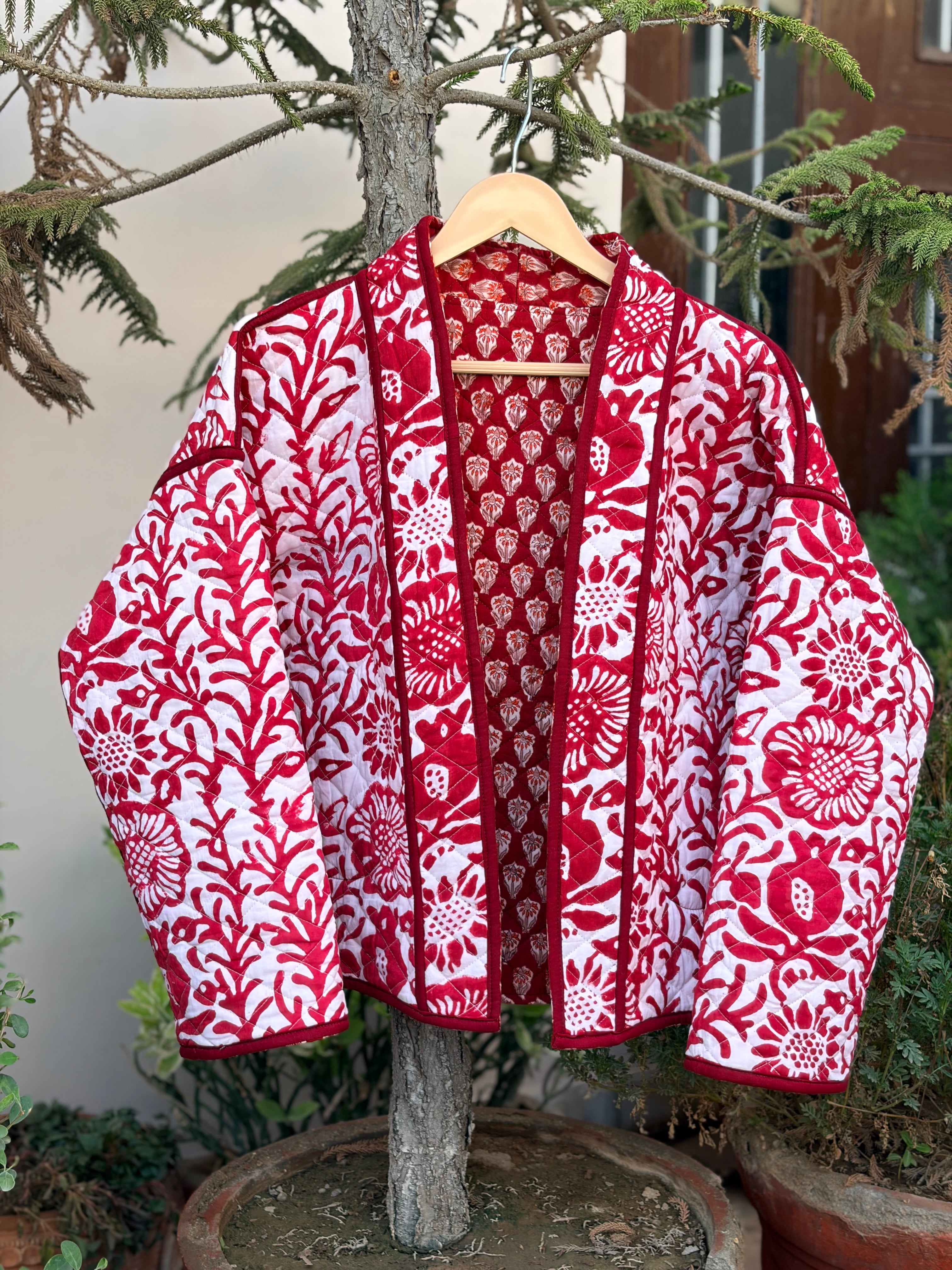 Ruby Blossom Quilted Reversible Jacket