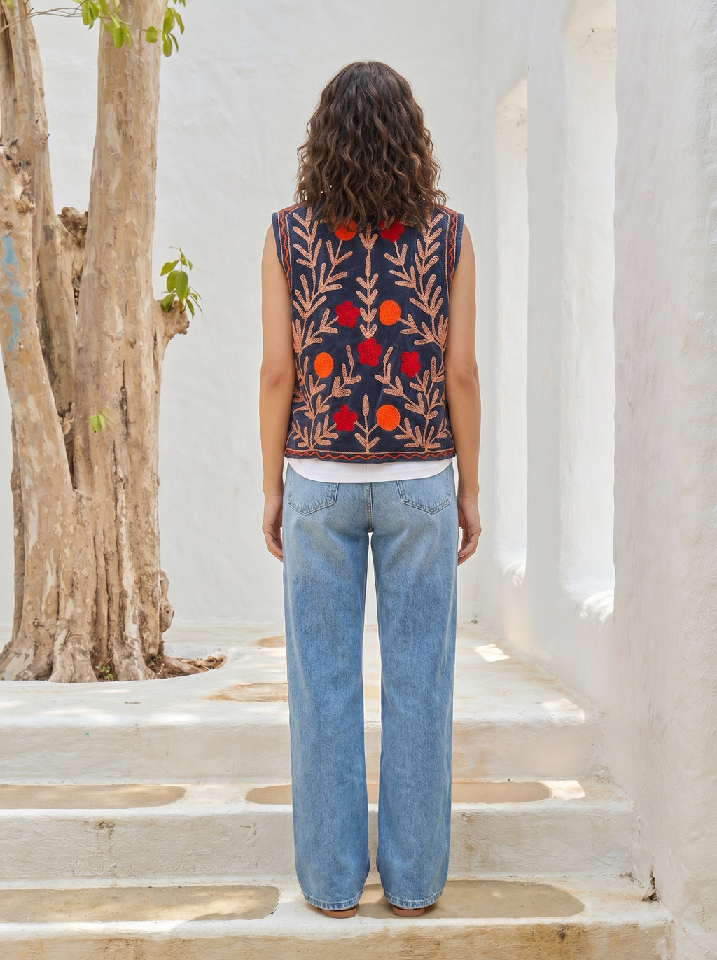 Midnight Garden Embroidered Velvet Vest