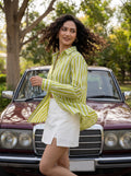 Lime Breeze Striped Cotton Shirt