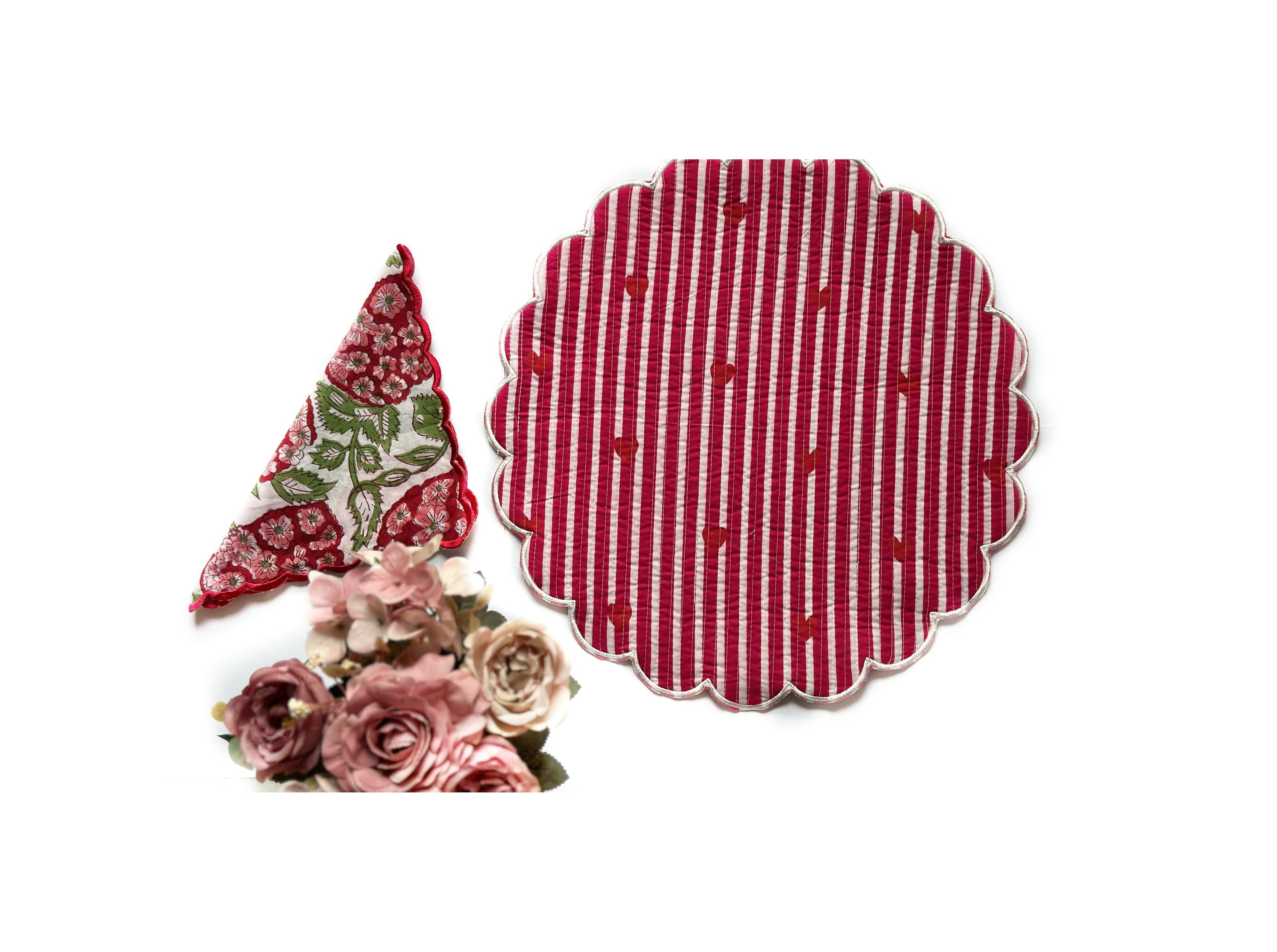 Bloosom Vine Quilted Placemats & Napkin Set of 6
