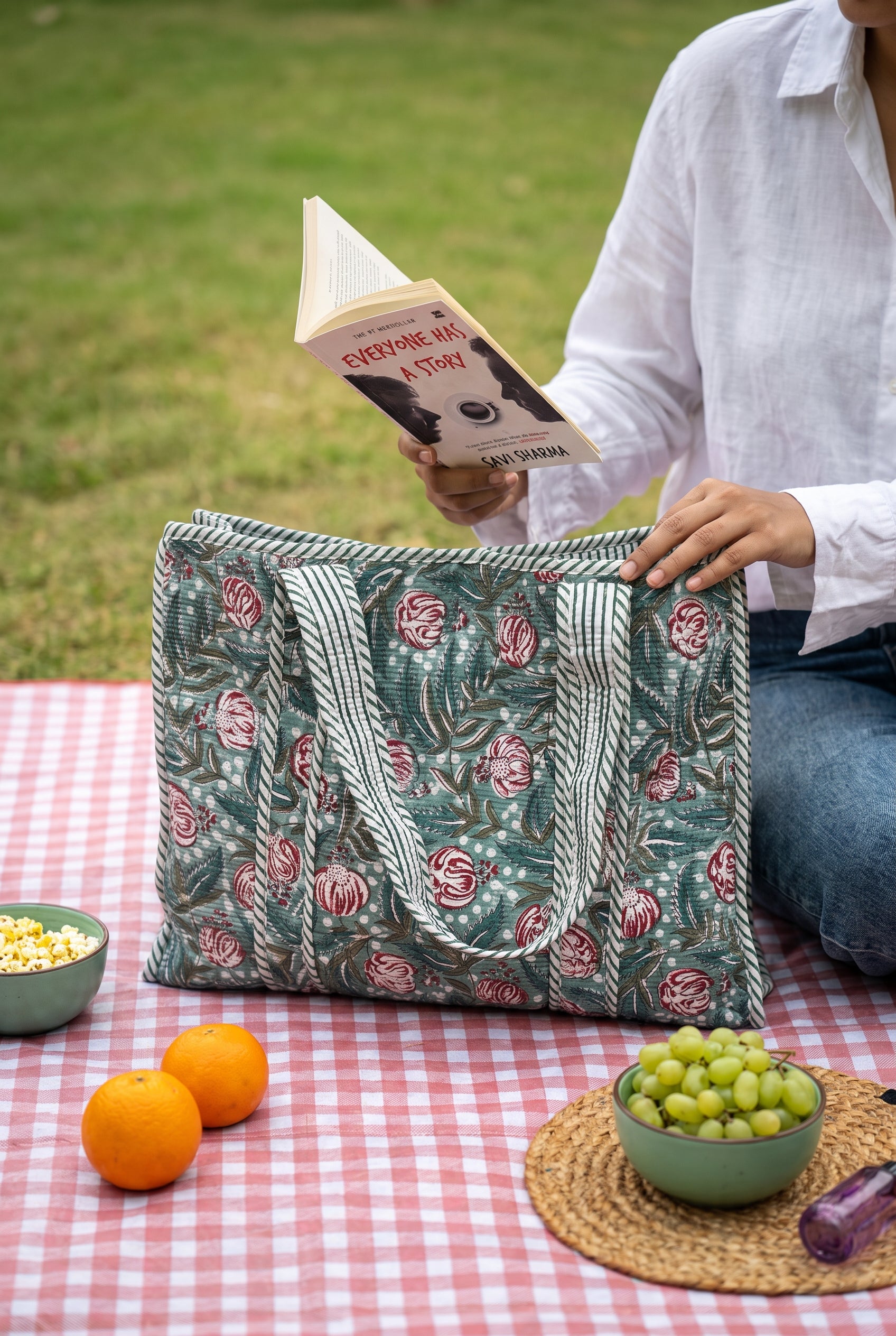 Blooming Meadow Quilted Tote Bag
