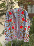 The Azure Bloom Velvet Embroidered Jacket
