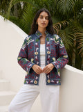 Midnight Vine Embroidered Denim Jacket