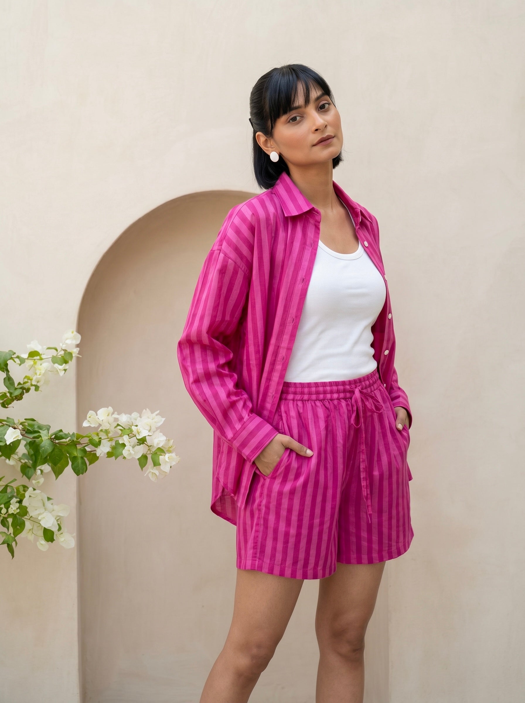 Hot Pink Striped Co-Ord Set