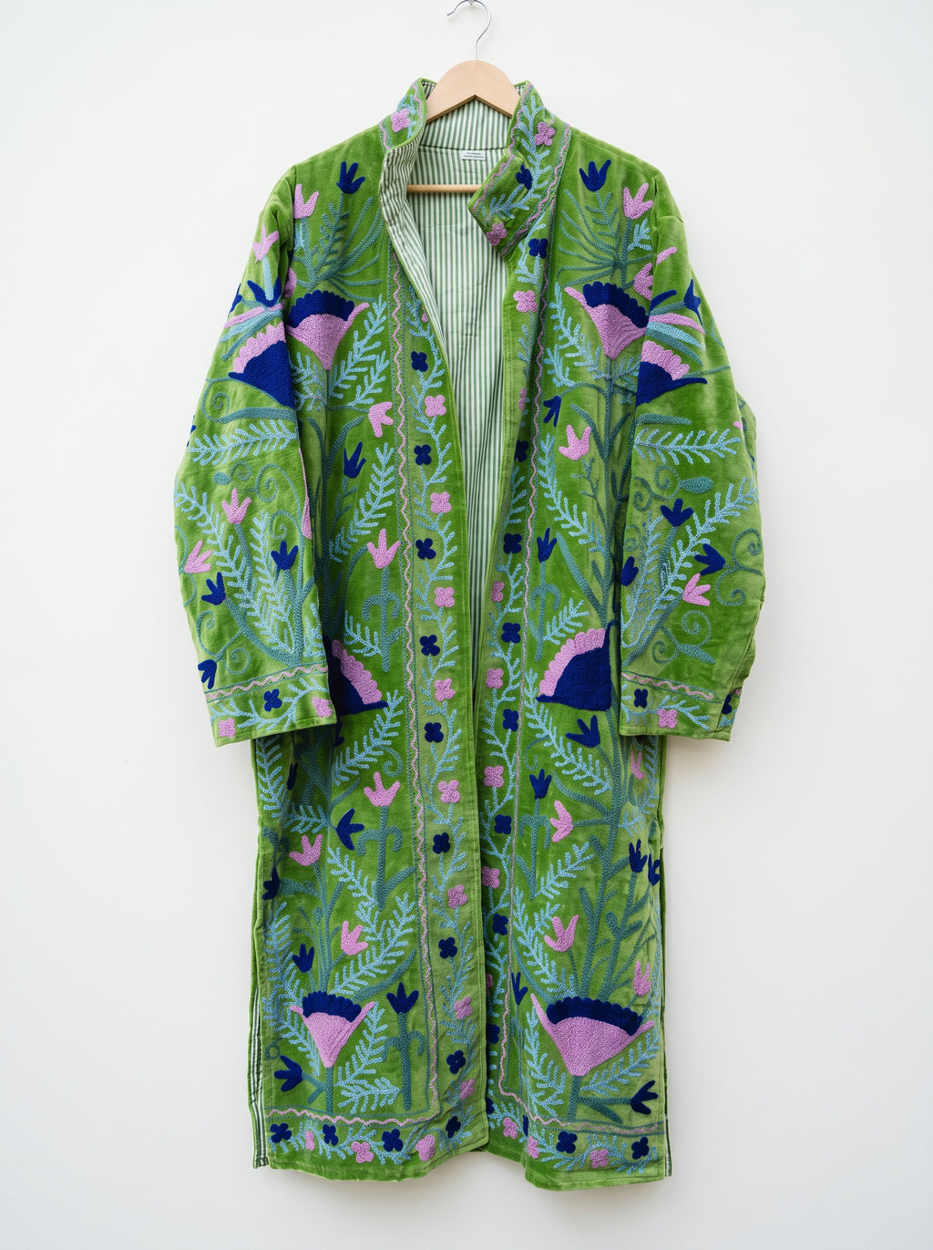 Green Floral Suzani Embroidered Long Jacket