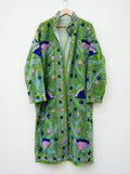 Green Floral Suzani Embroidered Long Jacket