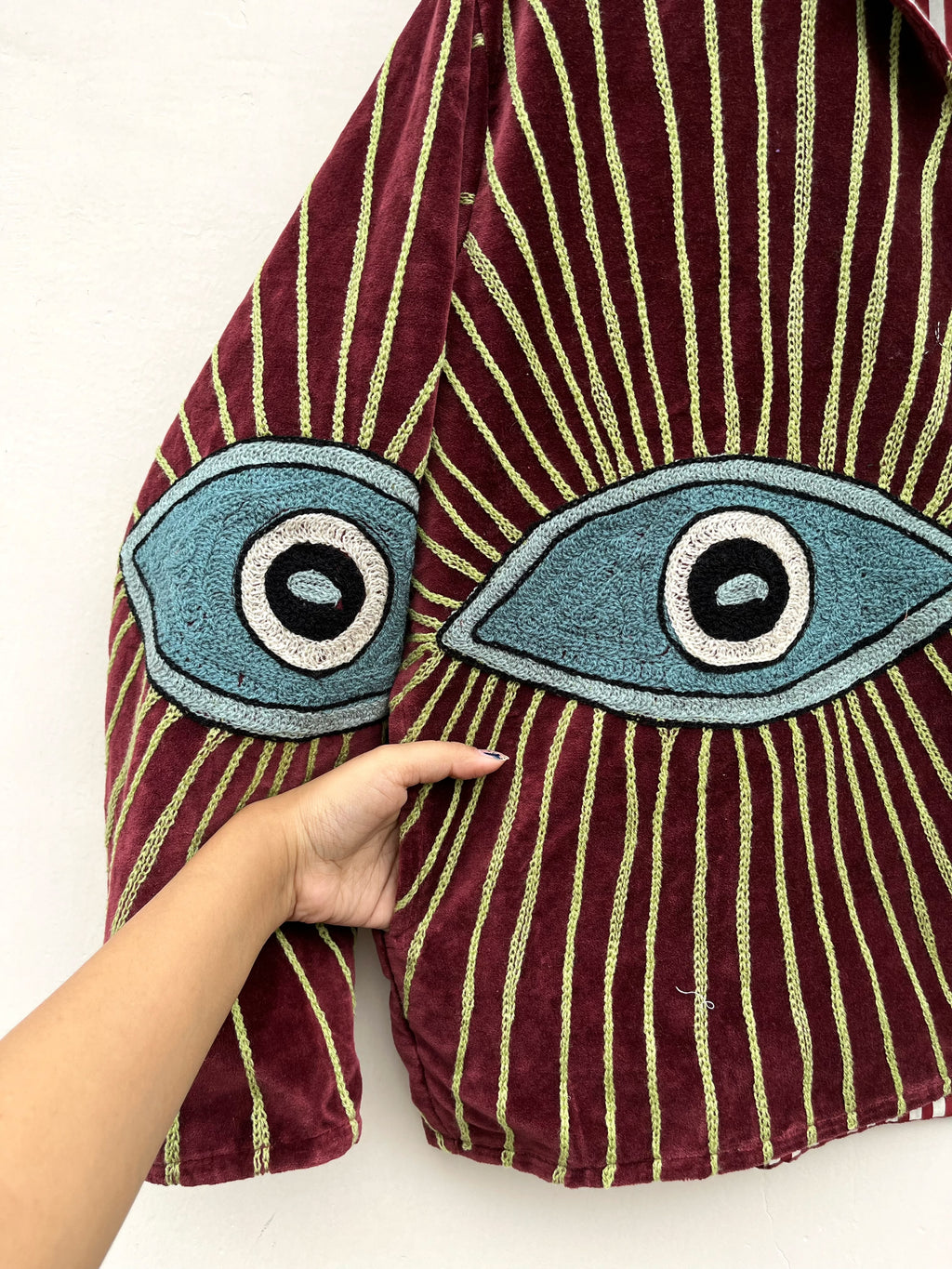 Evil Eye Embroidered Velvet Jacket