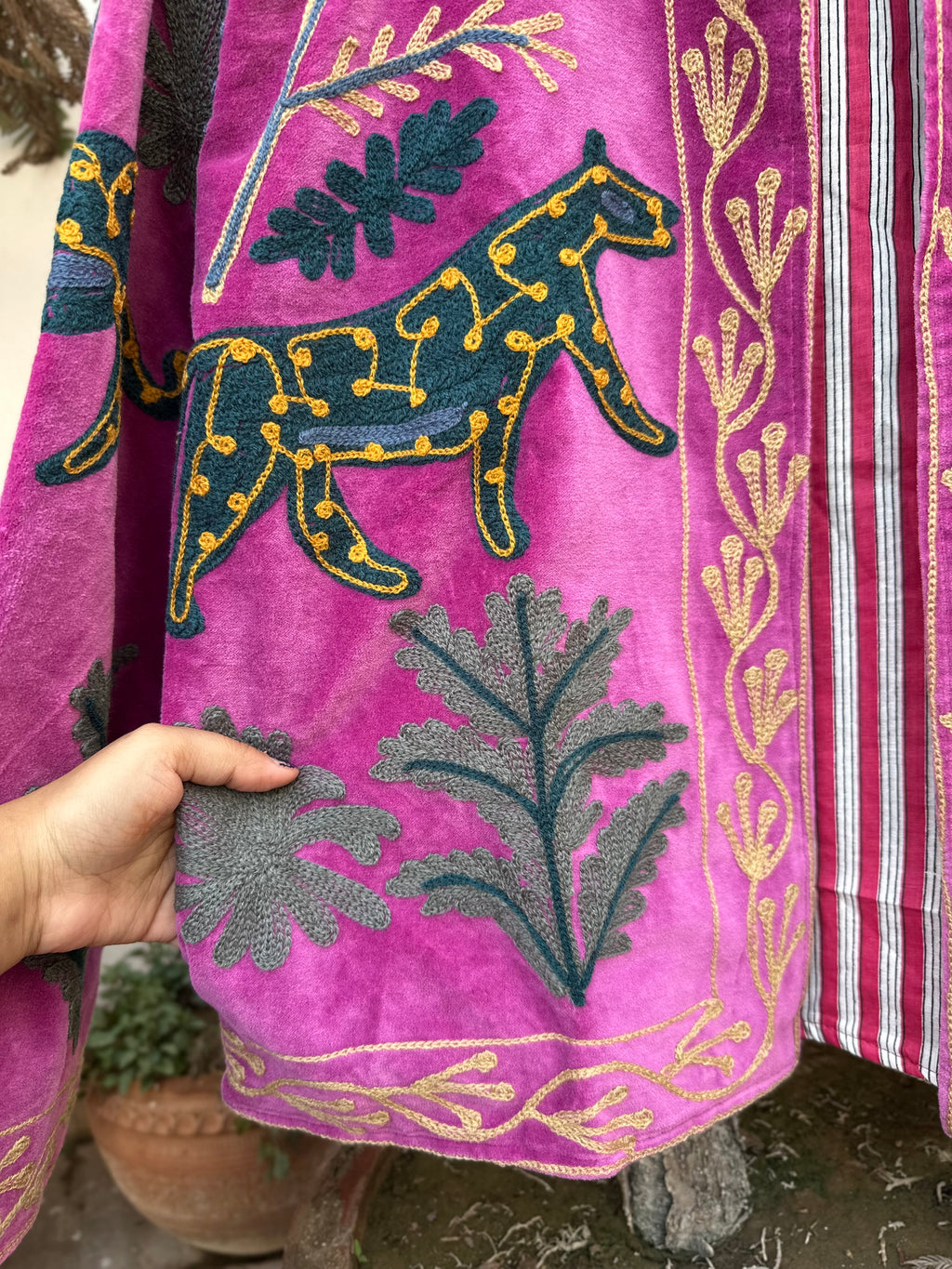 Royal Panther Embroidered Velvet Jacket