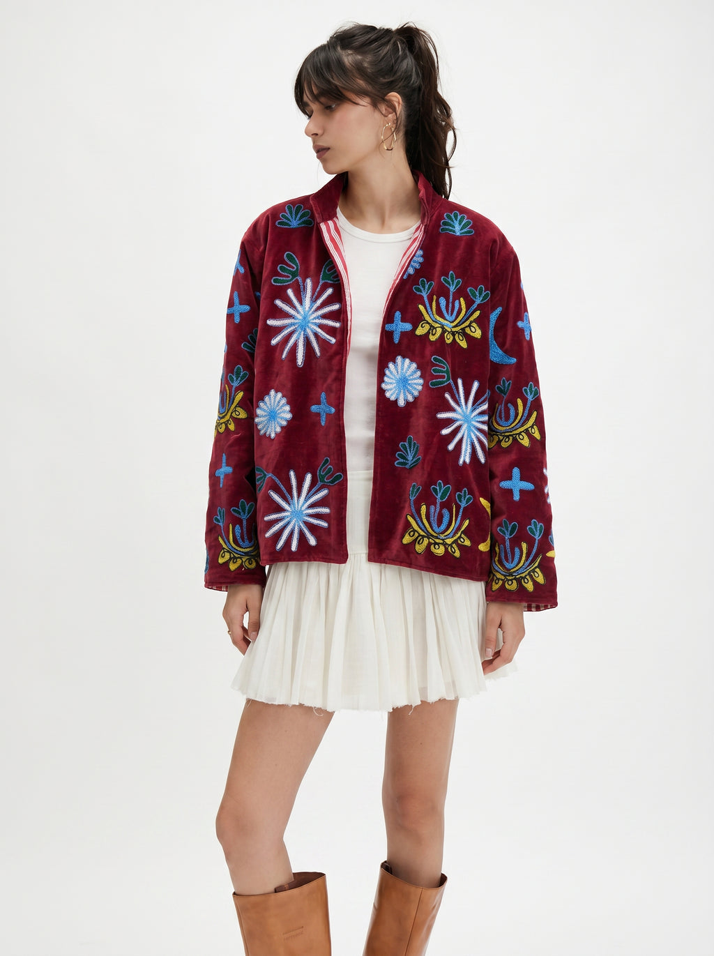 Ruby Cheetah Velvet Embroidery Jacket (Copy)
