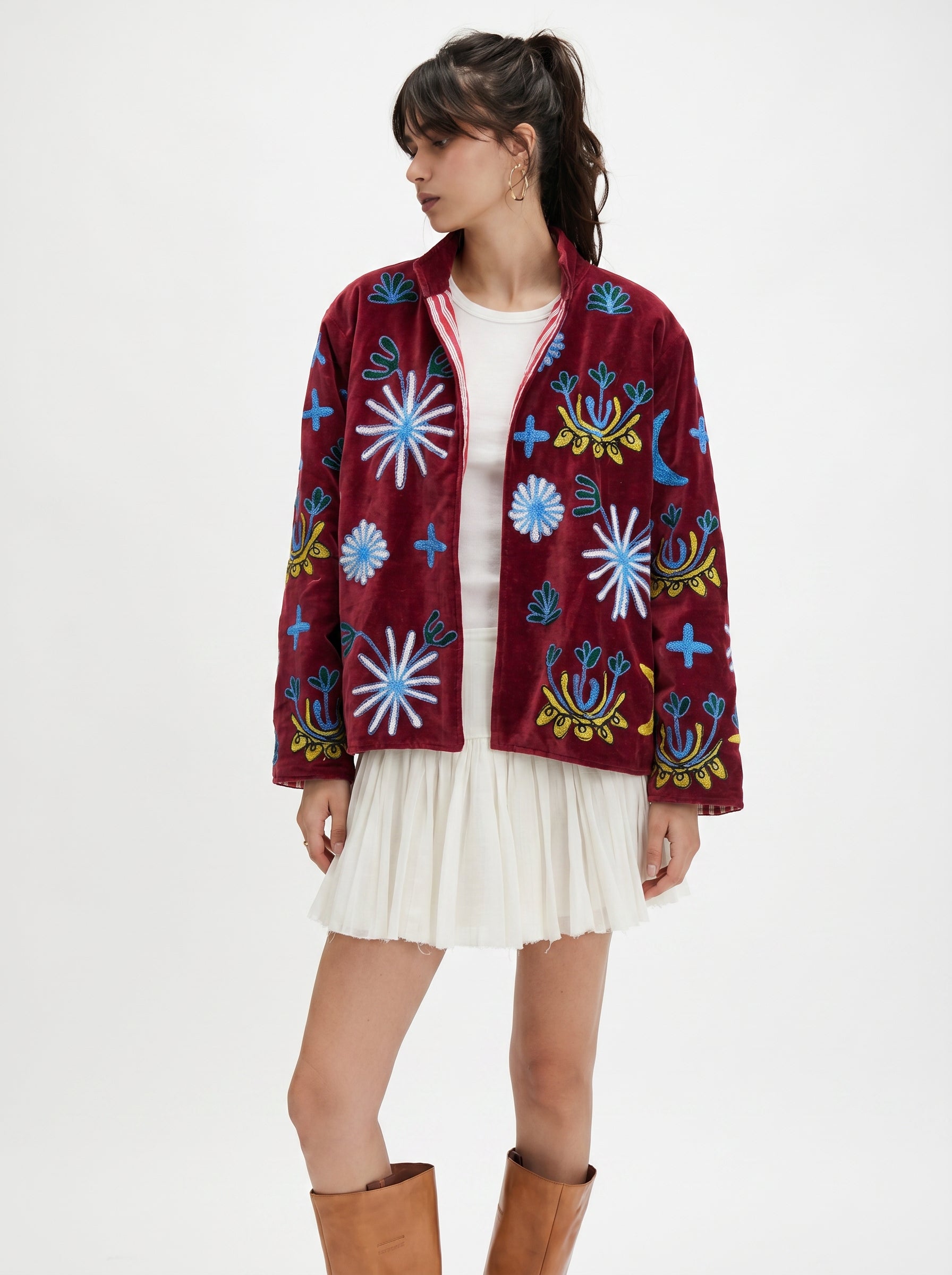 Ruby Cheetah Velvet Embroidery Jacket (Copy)