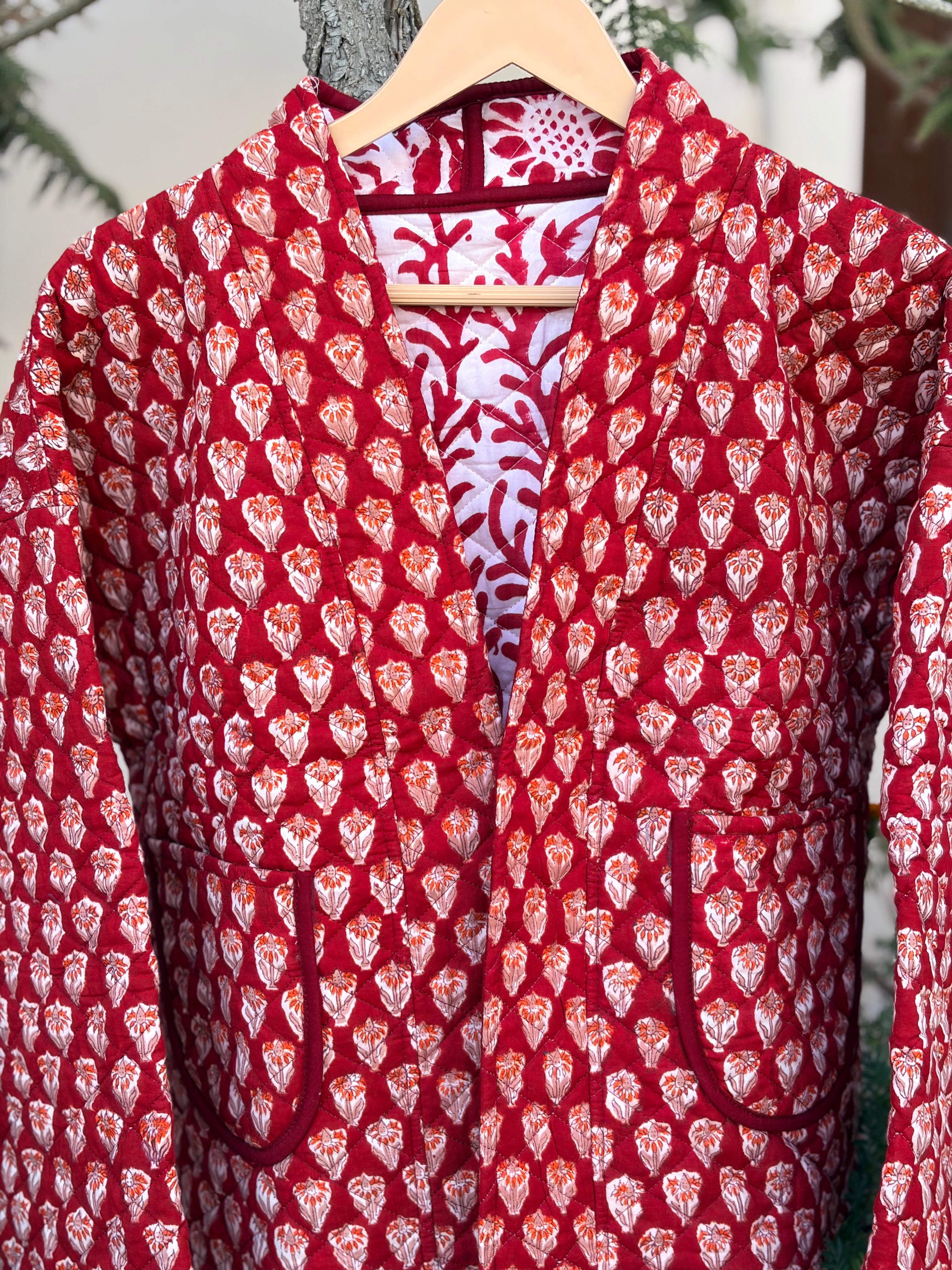 Ruby Blossom Quilted Reversible Jacket