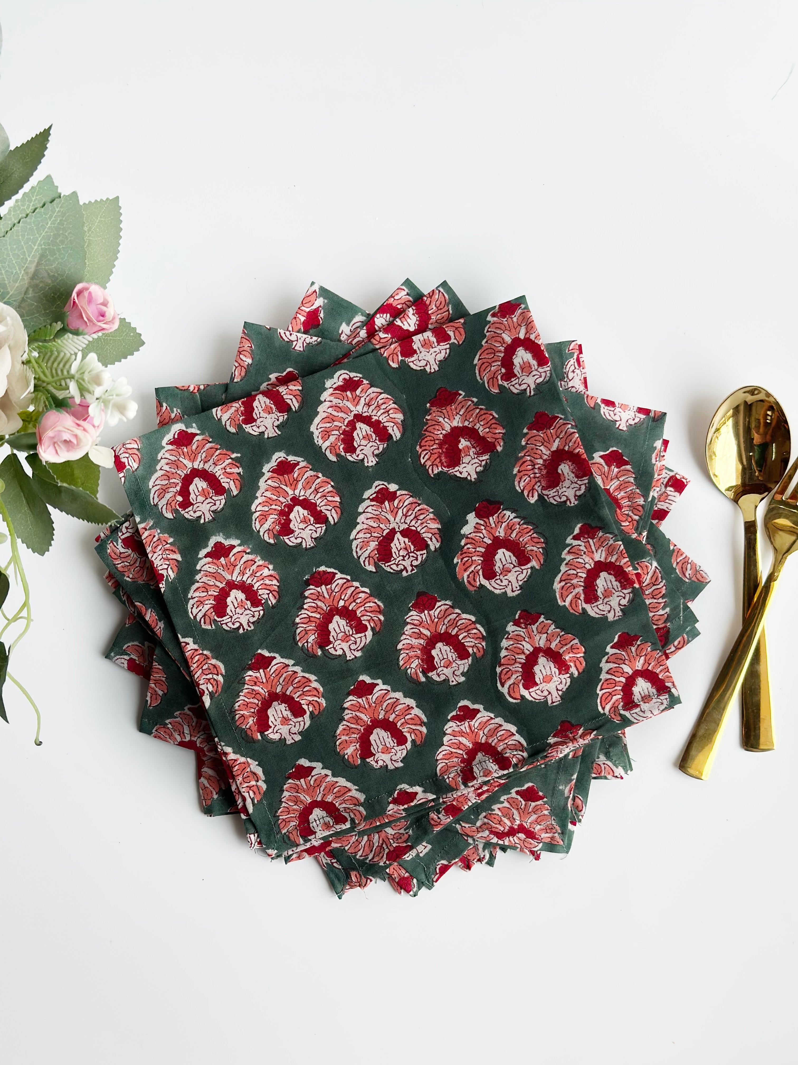 Olive bloom Cotton Napkin (Set of 6)