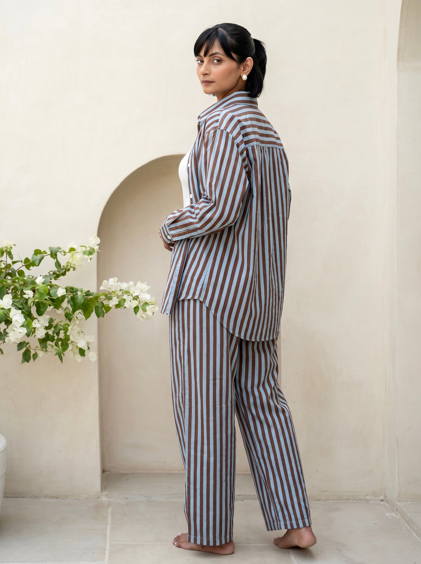 Mocha Blue Stripe Co-Ord Set