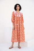Sunset Bloom Cotton Printed Buta Dress