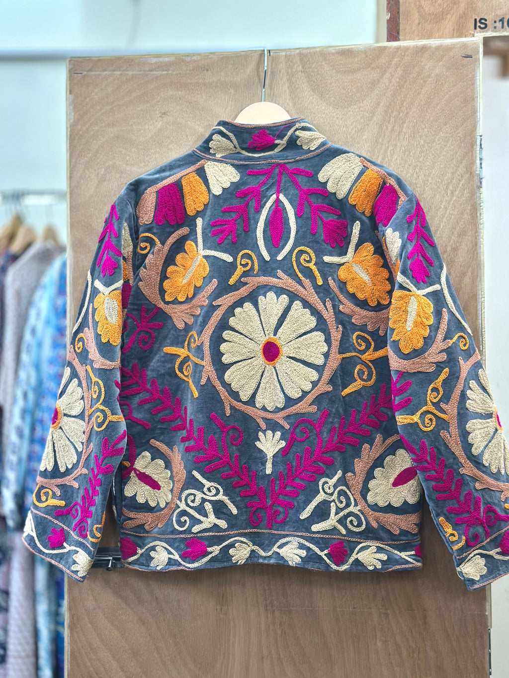 Charcoal Grey Suzani Velvet Jacket