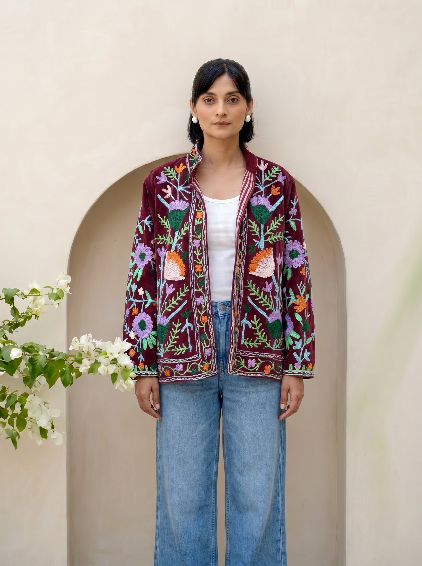 Crimson Meadow Embroidered Jacket
