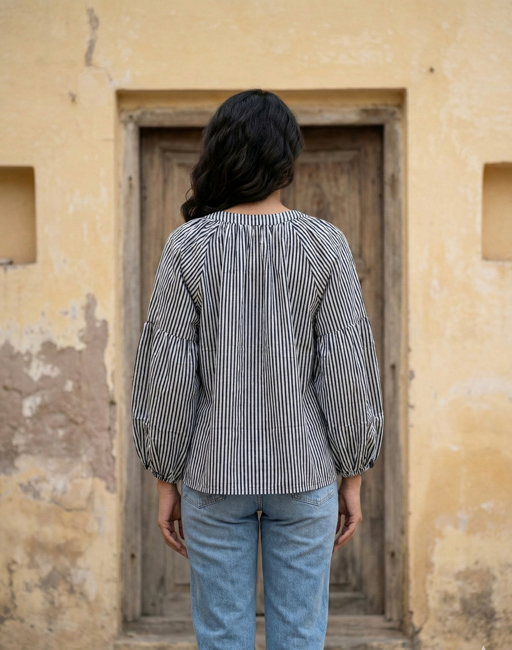 Black & White Striped Cotton Top