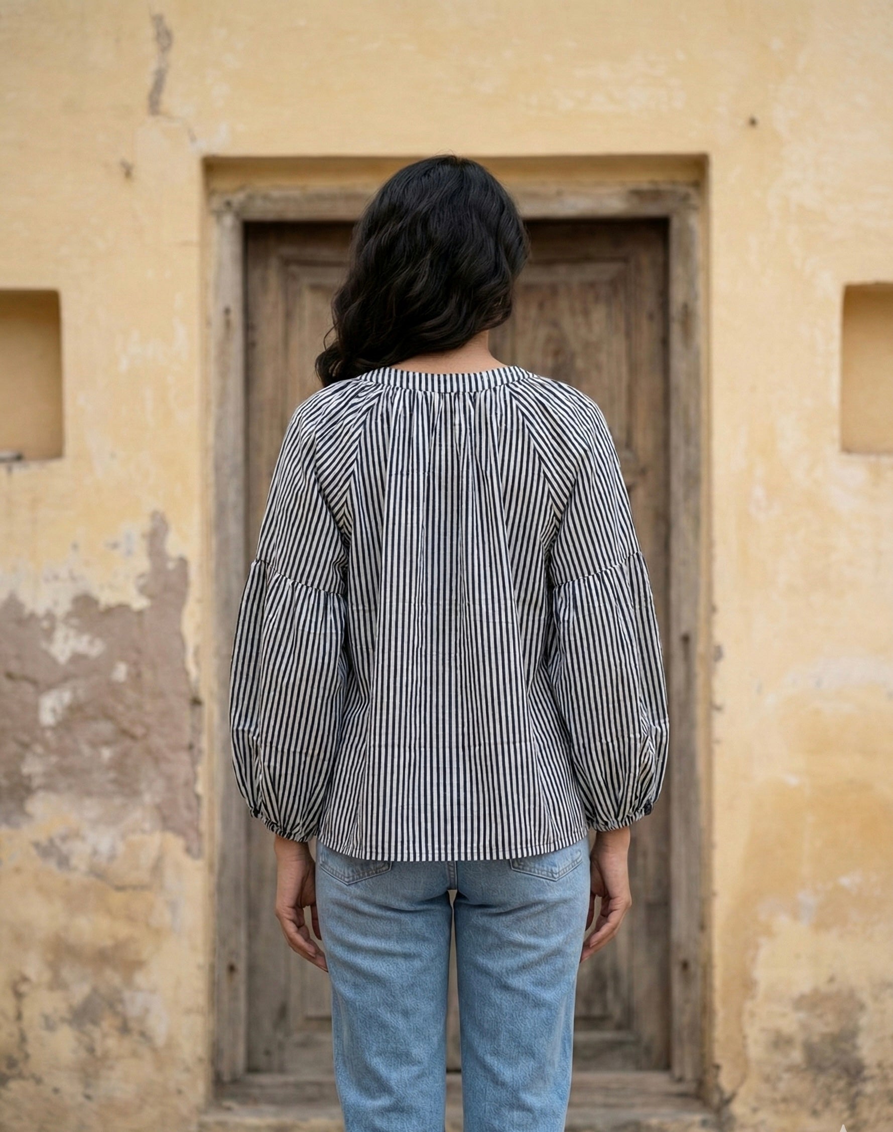 Black & White Striped Cotton Top
