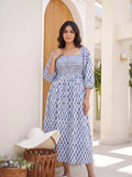 Sapphire Spring Smocked Midi Dress
