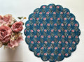 Teal Sweetheart Carnation Quilted Placemat Set of 6