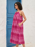 Rosabelle Checked Cotton Halter Maxi Dress