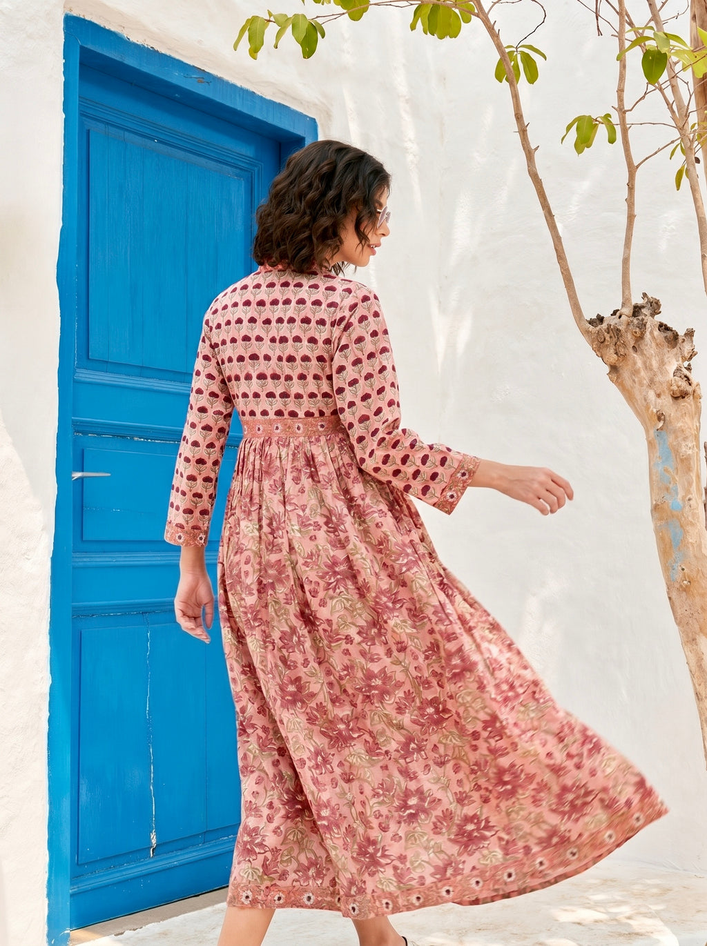 Rose Bloom Cotton Printed Maxi Dress