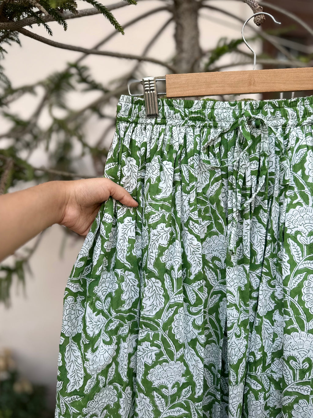 Forest Blossom Cotton Maxi Skirt
