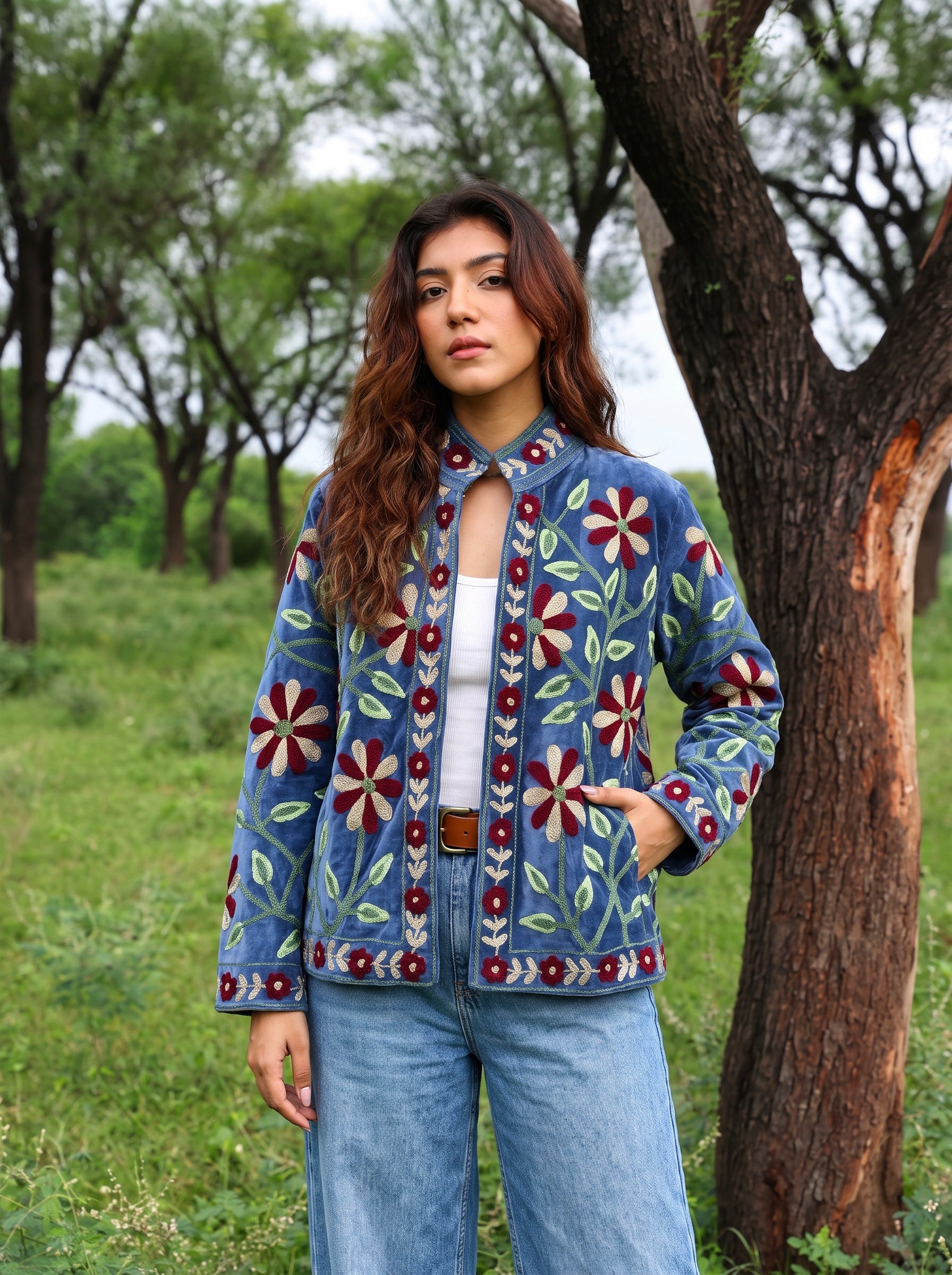 Navy Bloom Heritage Suzani Jacket