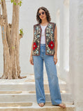 Meadow Charm Embroidered Velvet Vest