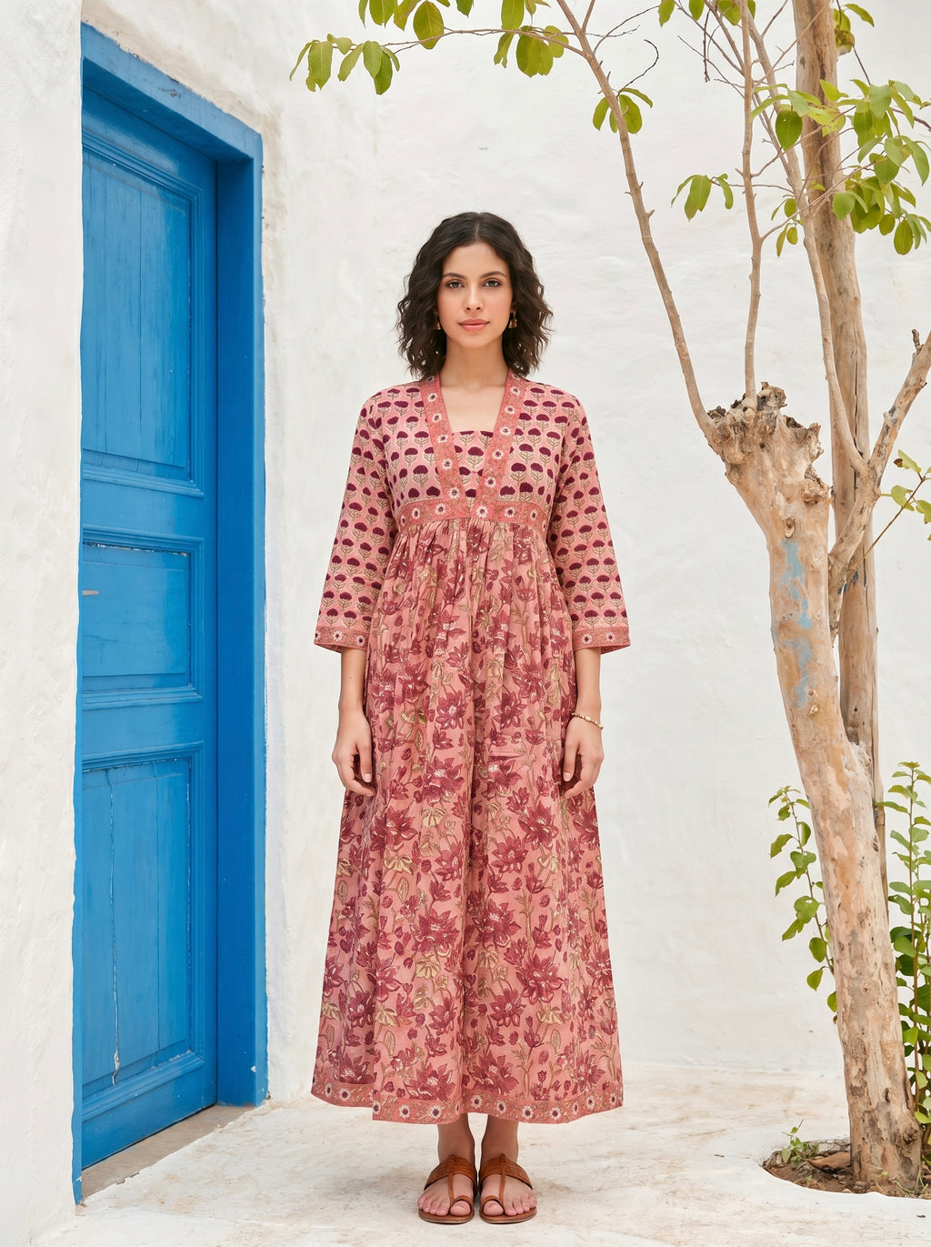 Rose Bloom Cotton Printed Maxi Dress