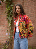 Rust Orange Tiger Garden Embroidered Jacket