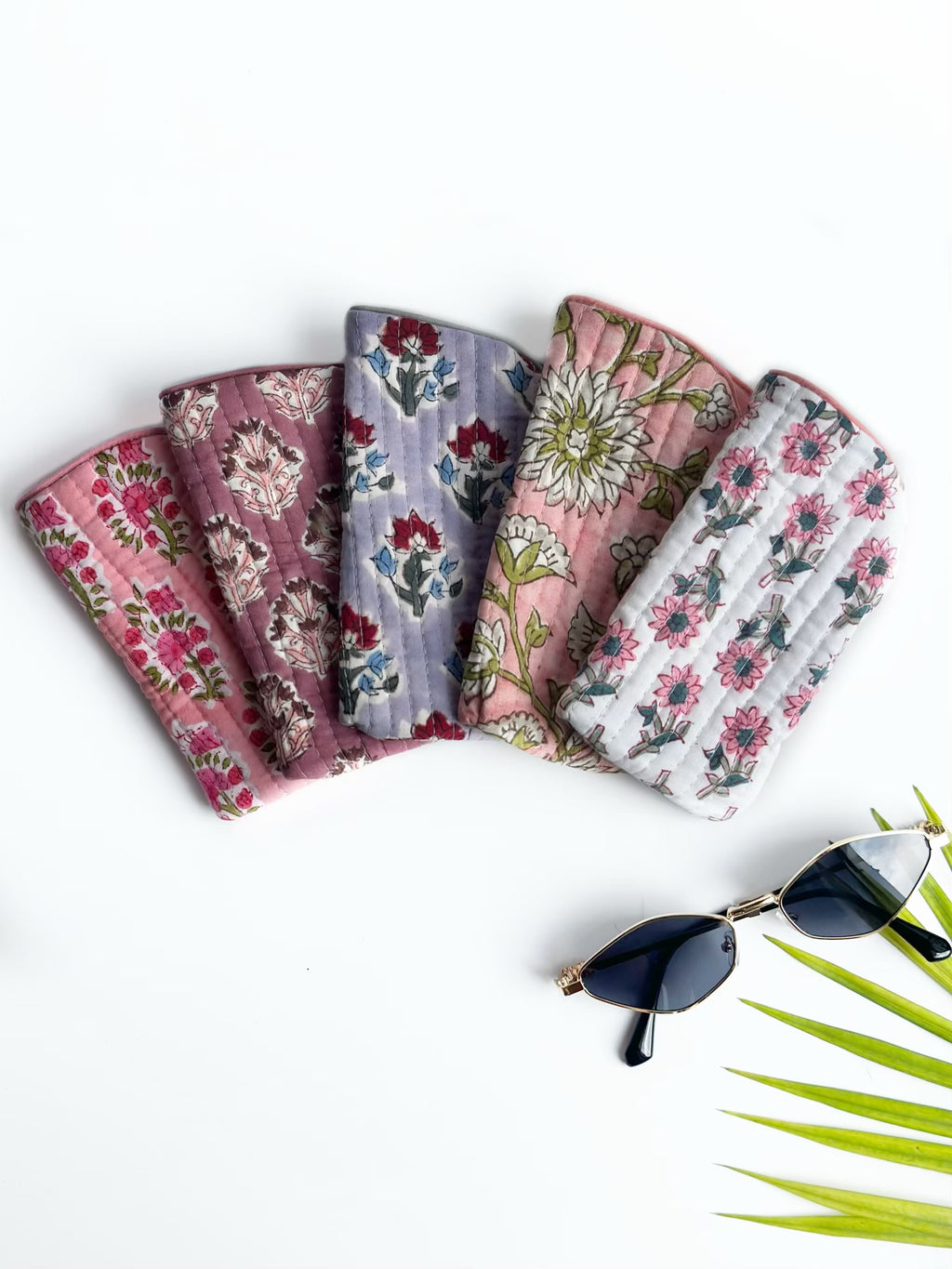 Pack of 5 Assorted Quilted Cotton Eyeglass Cases