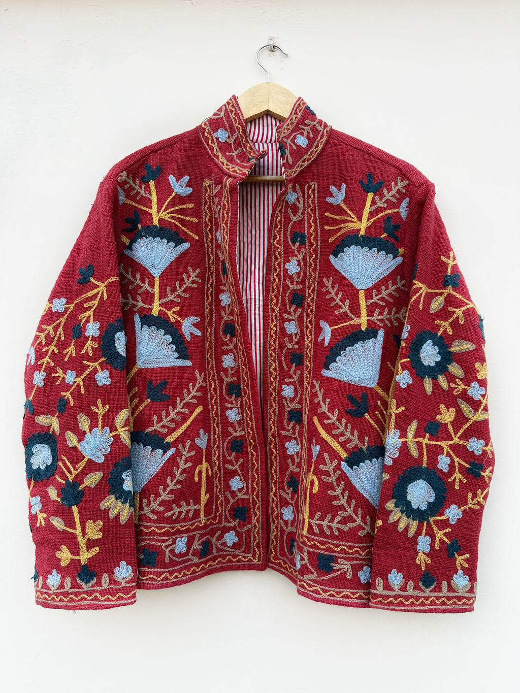 Crimson Garden Cotton Tnt Suzani Jacket