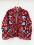 Crimson Garden Cotton Tnt Suzani Jacket