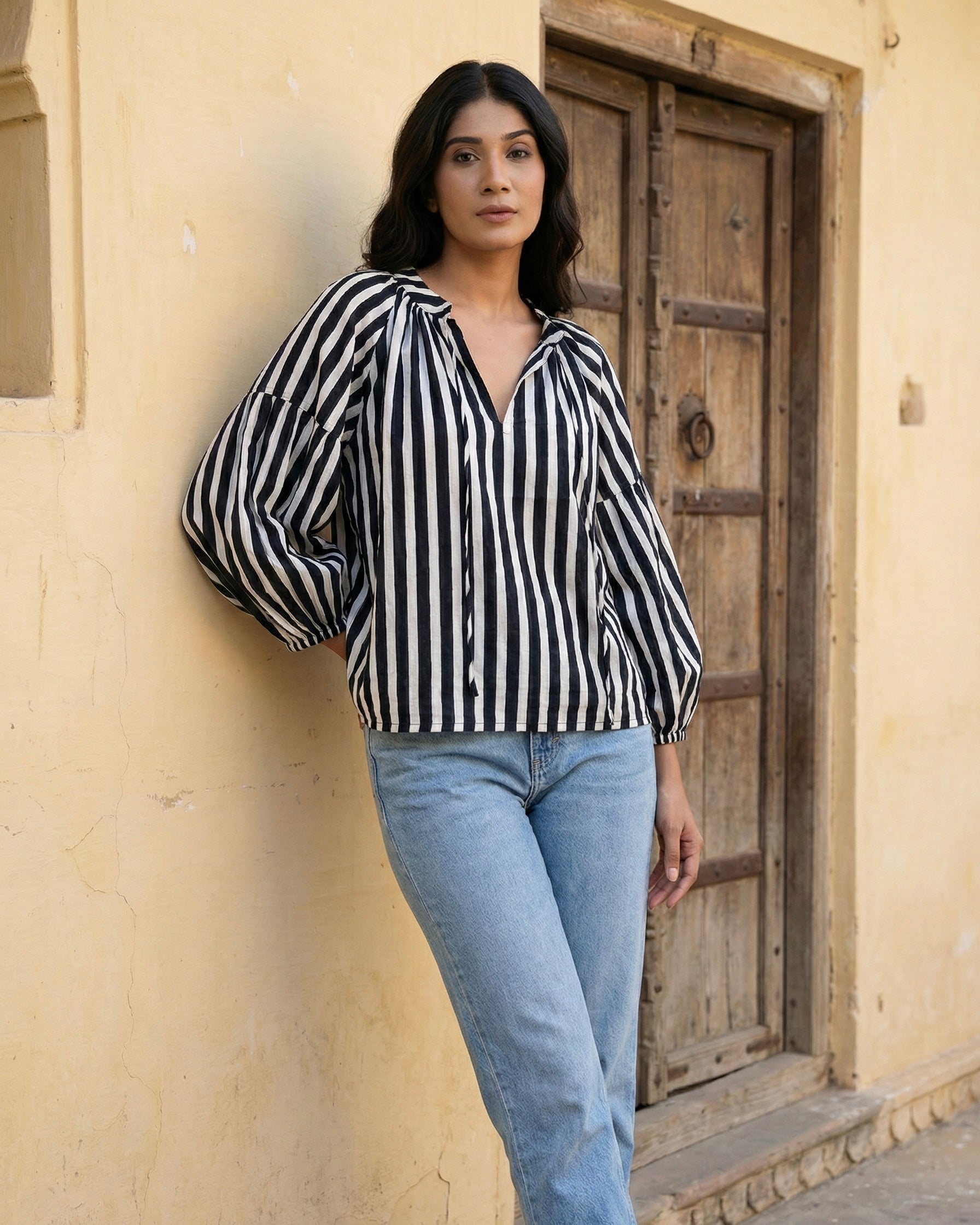 Classic Monochrome Stripe Casual Top