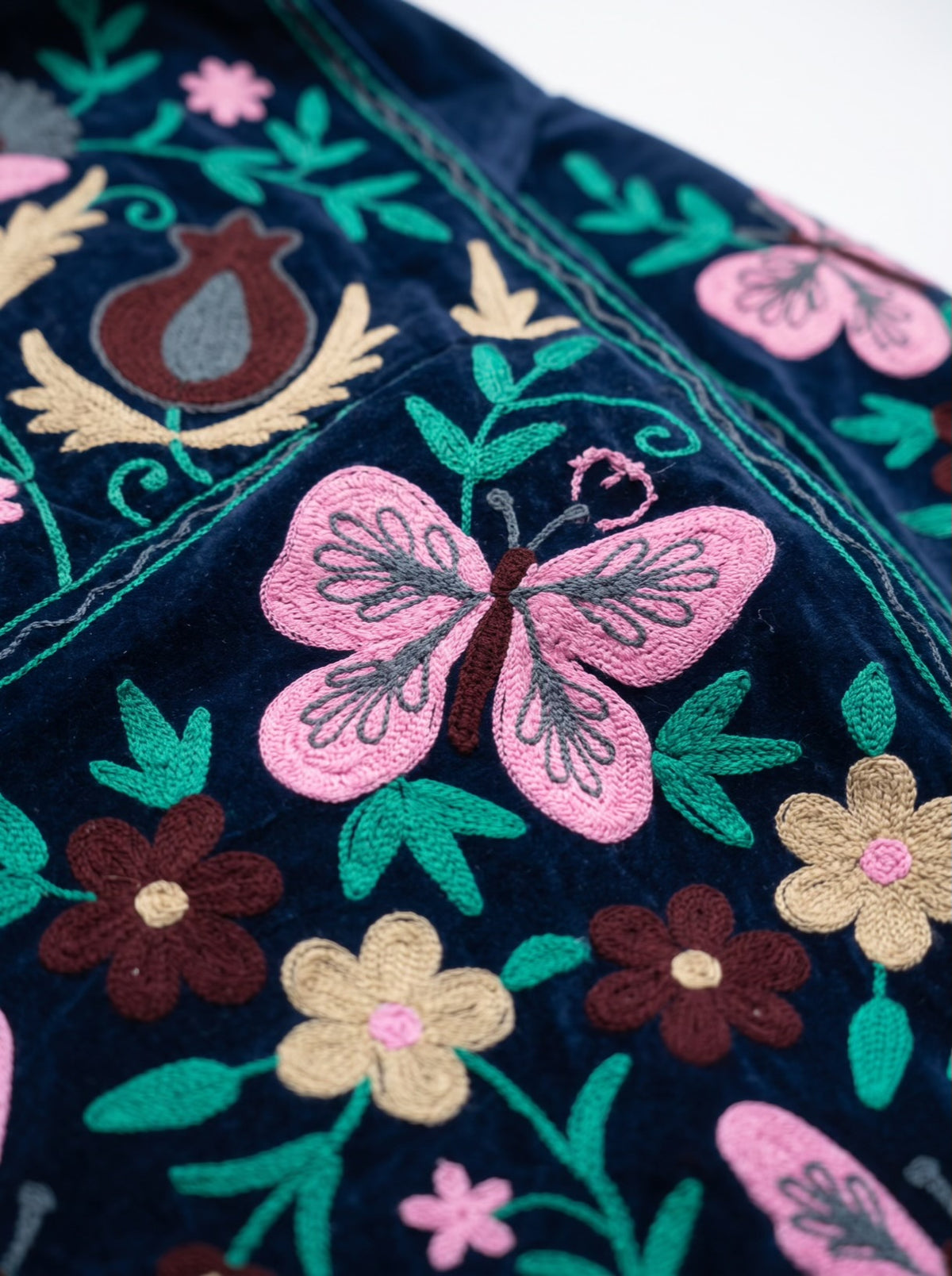 Navy Garden Velvet Embroidered Jacket