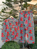Strawberry striped cotton Black PJ set