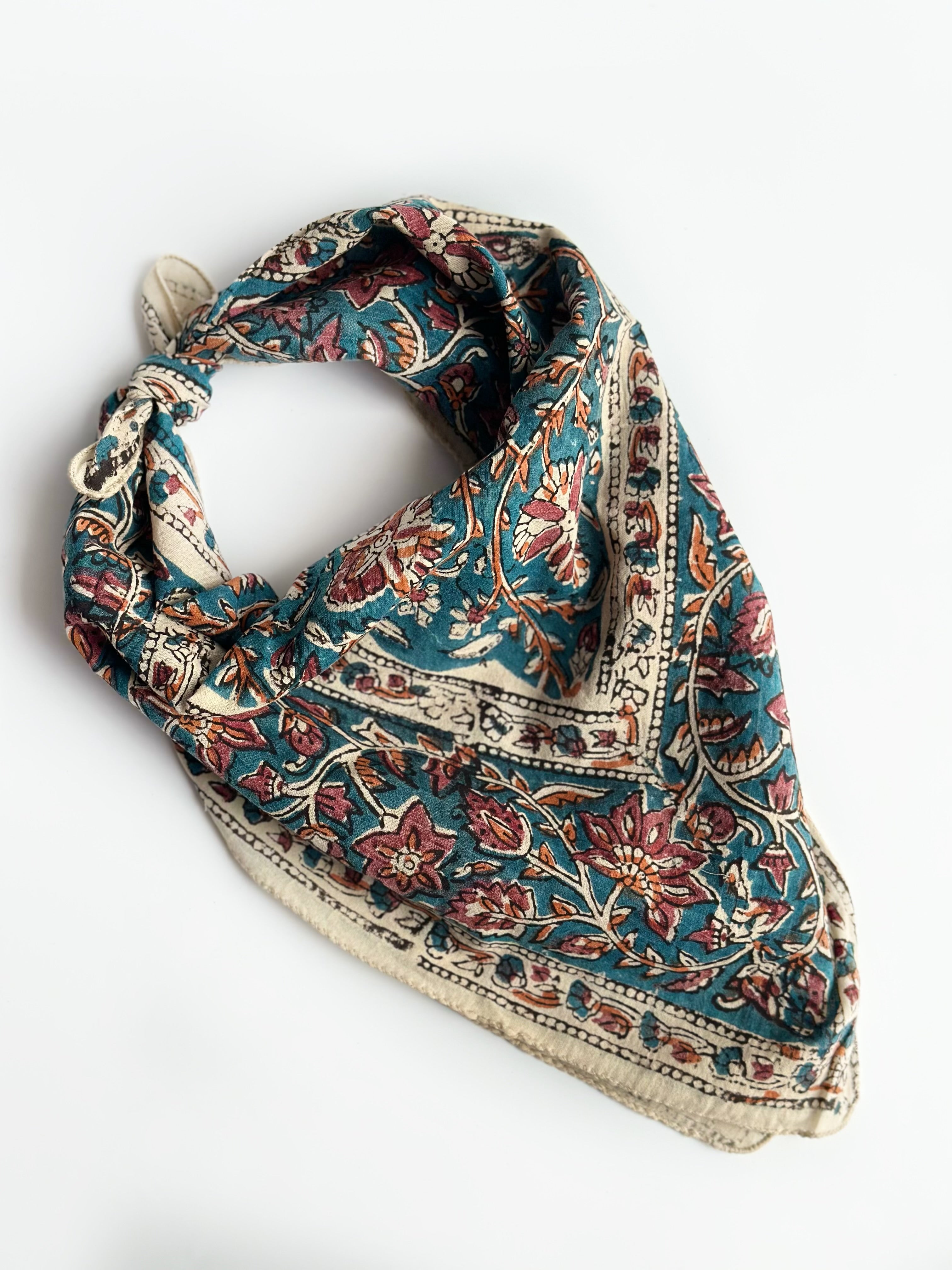 Teal Blossom Cotton Bandana (Pack of 2)