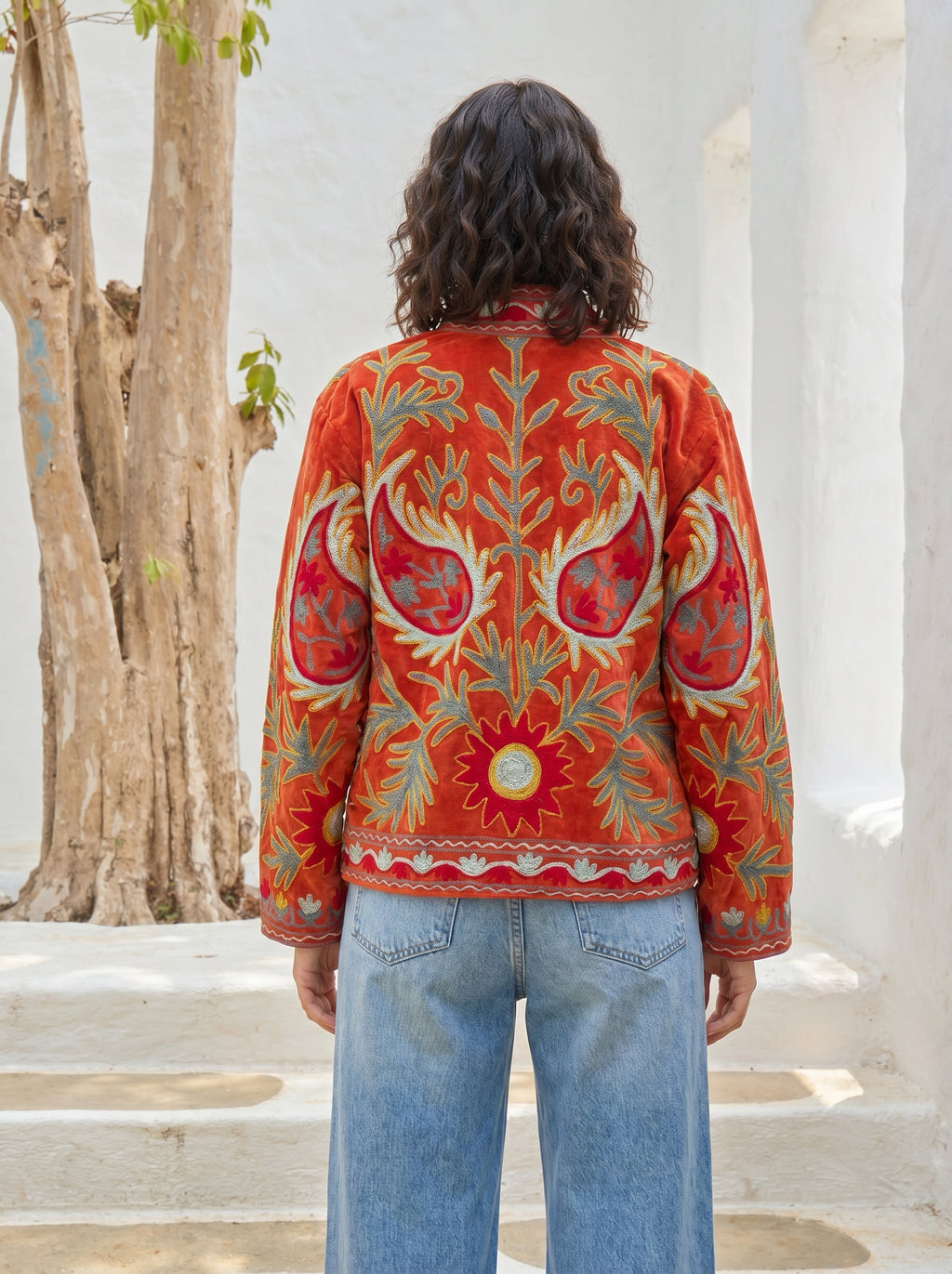 Sunset Garden Embroidered Velvet Jacket
