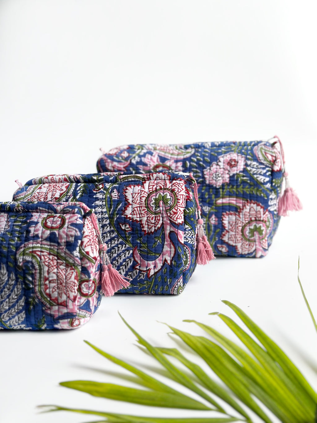Meadow Garden Quilted Cosmetic Bag Set of 3