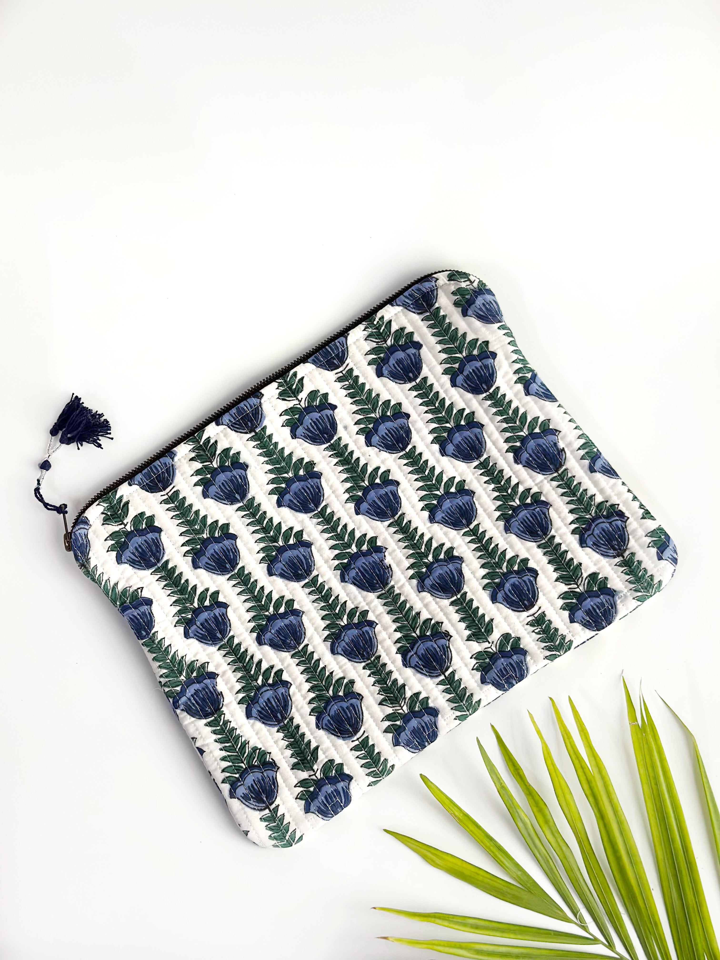Indigo Tulip Quilted Laptop & Ipad Sleeve