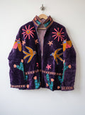 Purple Garden Bird & Floral Suzani Velvet Jacket